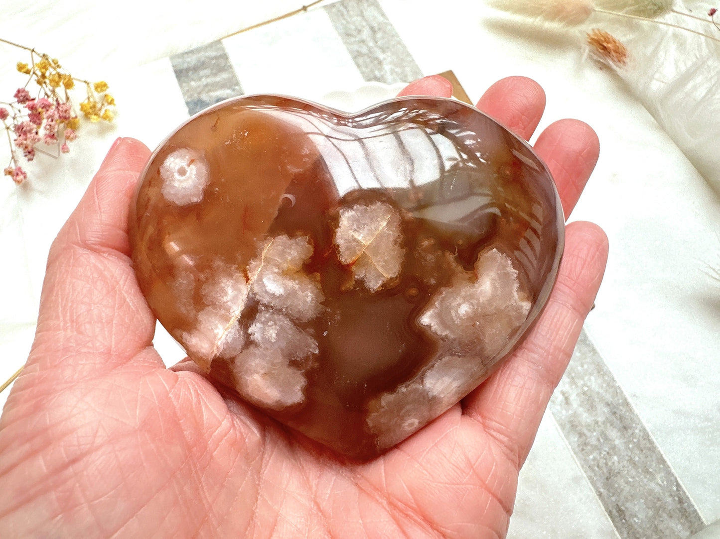 Flower Agate Heart