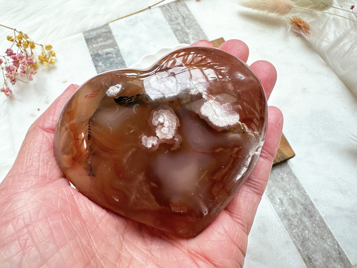 Flower Agate Heart