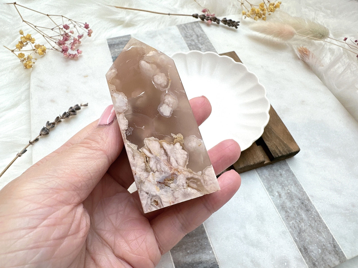 Small Flower Agate Tower Obelisk