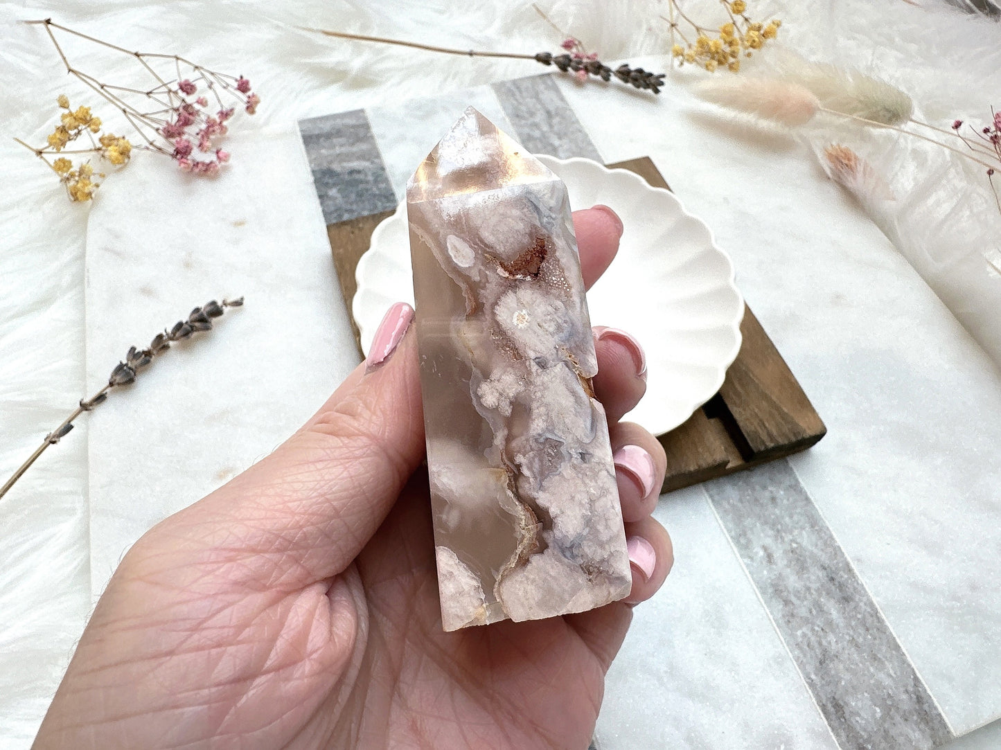 Small Flower Agate Tower Obelisk