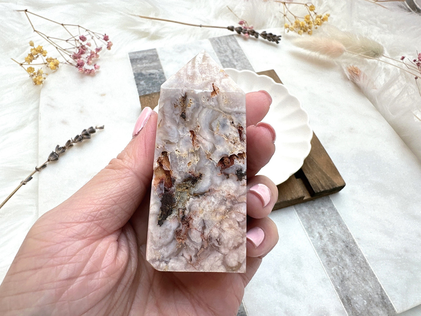 Small Flower Agate Tower Obelisk