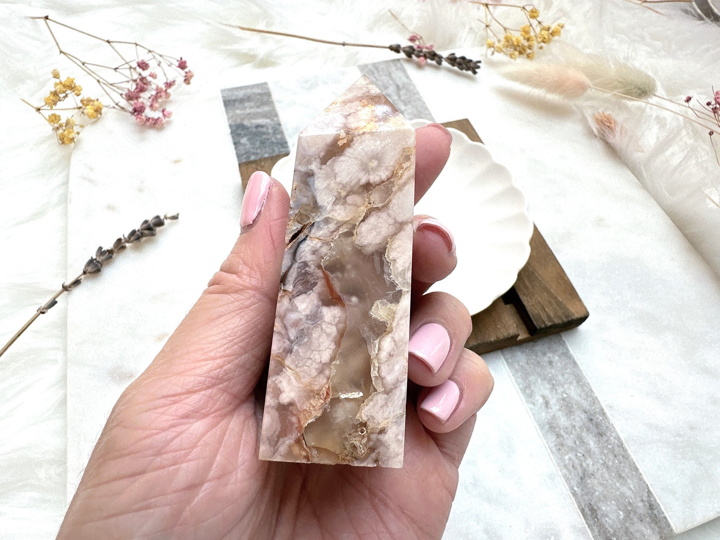 Small Flower Agate Tower Obelisk