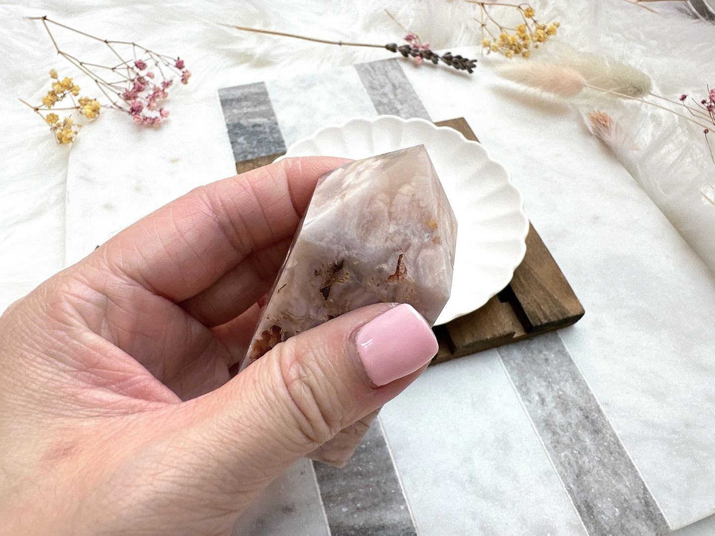 Small Flower Agate Tower Obelisk