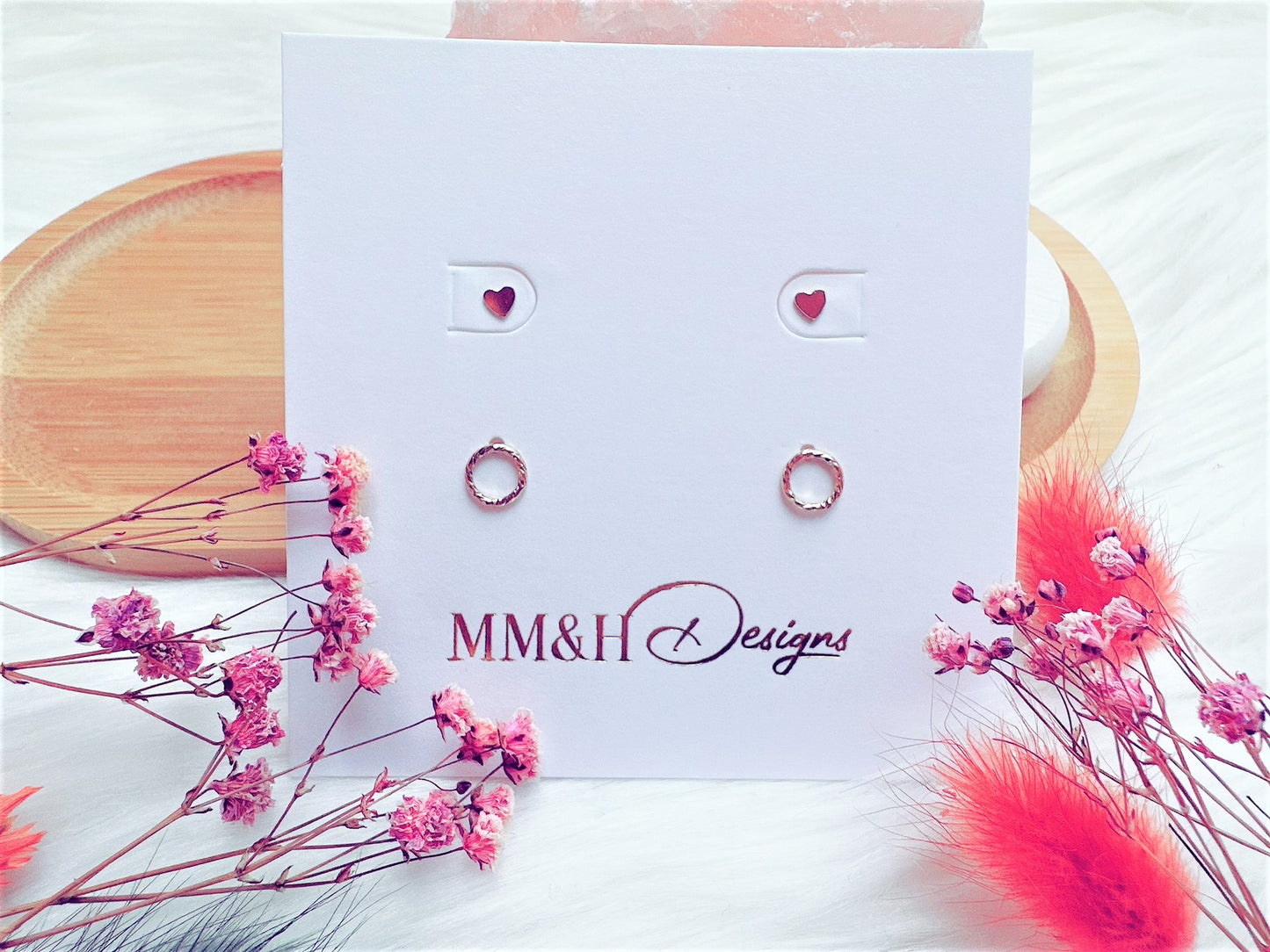 Tiny Stud Earrings Set: Mini Heart & Infinity Circle