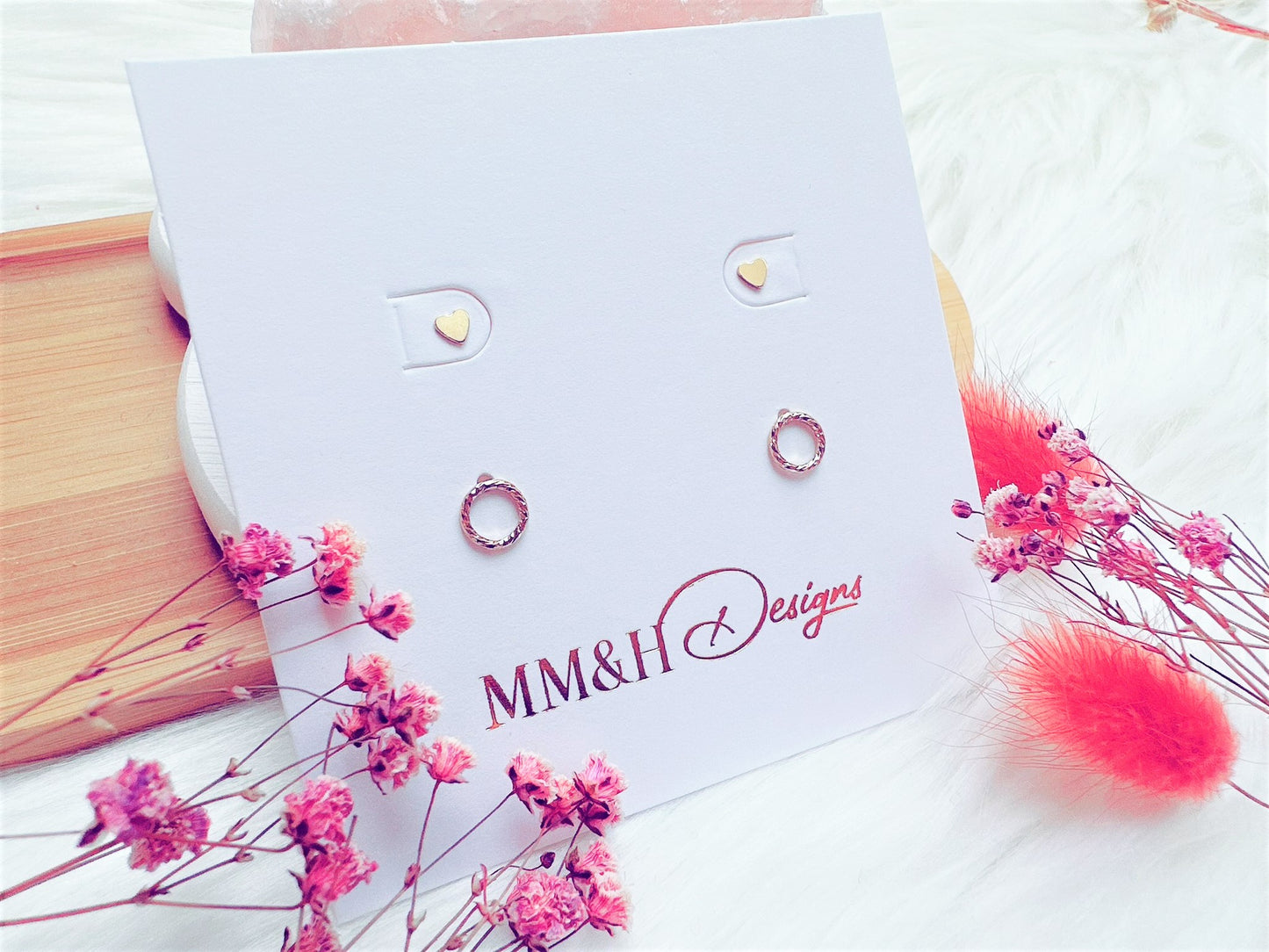 Tiny Stud Earrings Set: Mini Heart & Infinity Circle