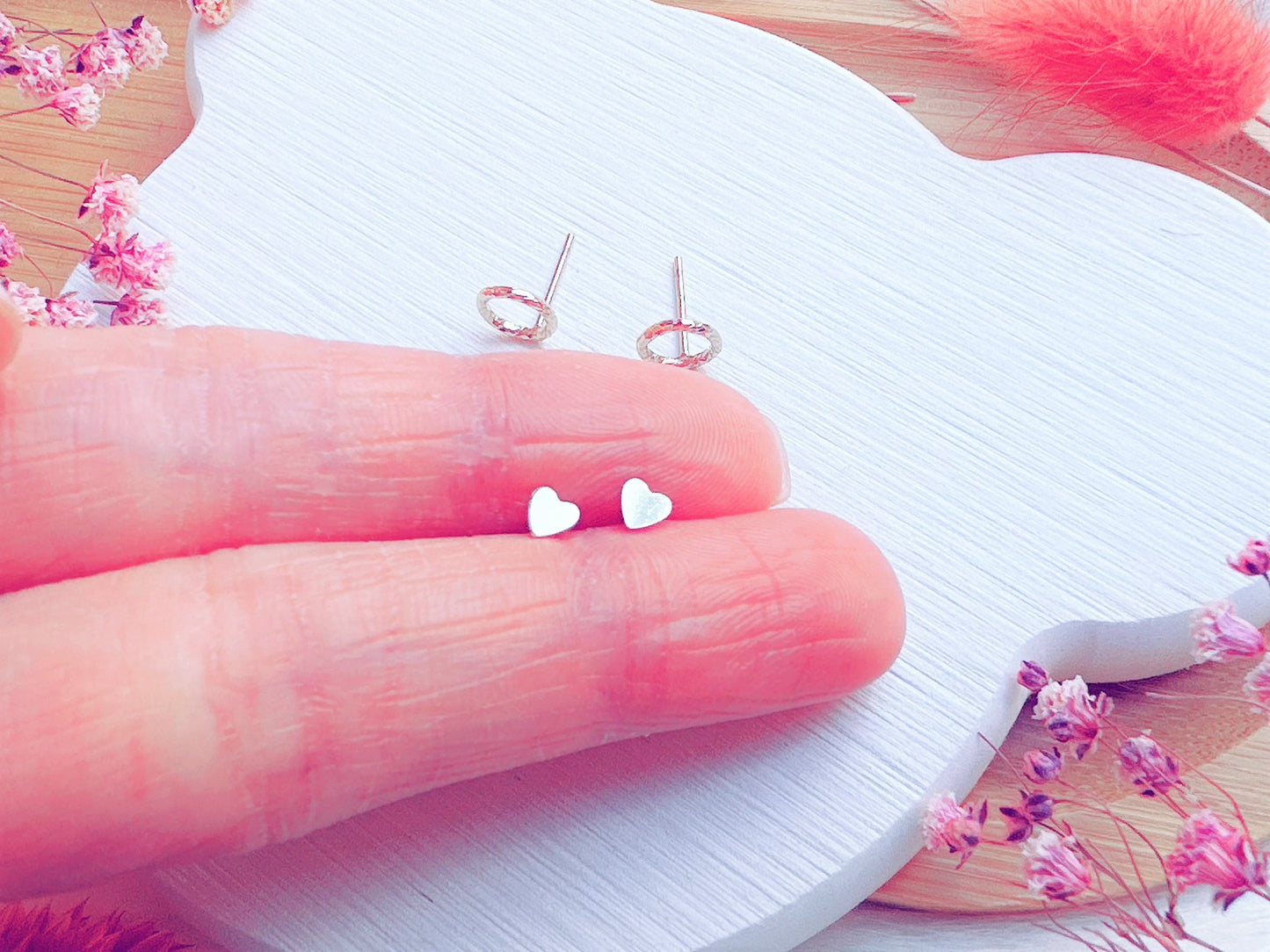 Tiny Stud Earrings Set: Mini Heart & Infinity Circle