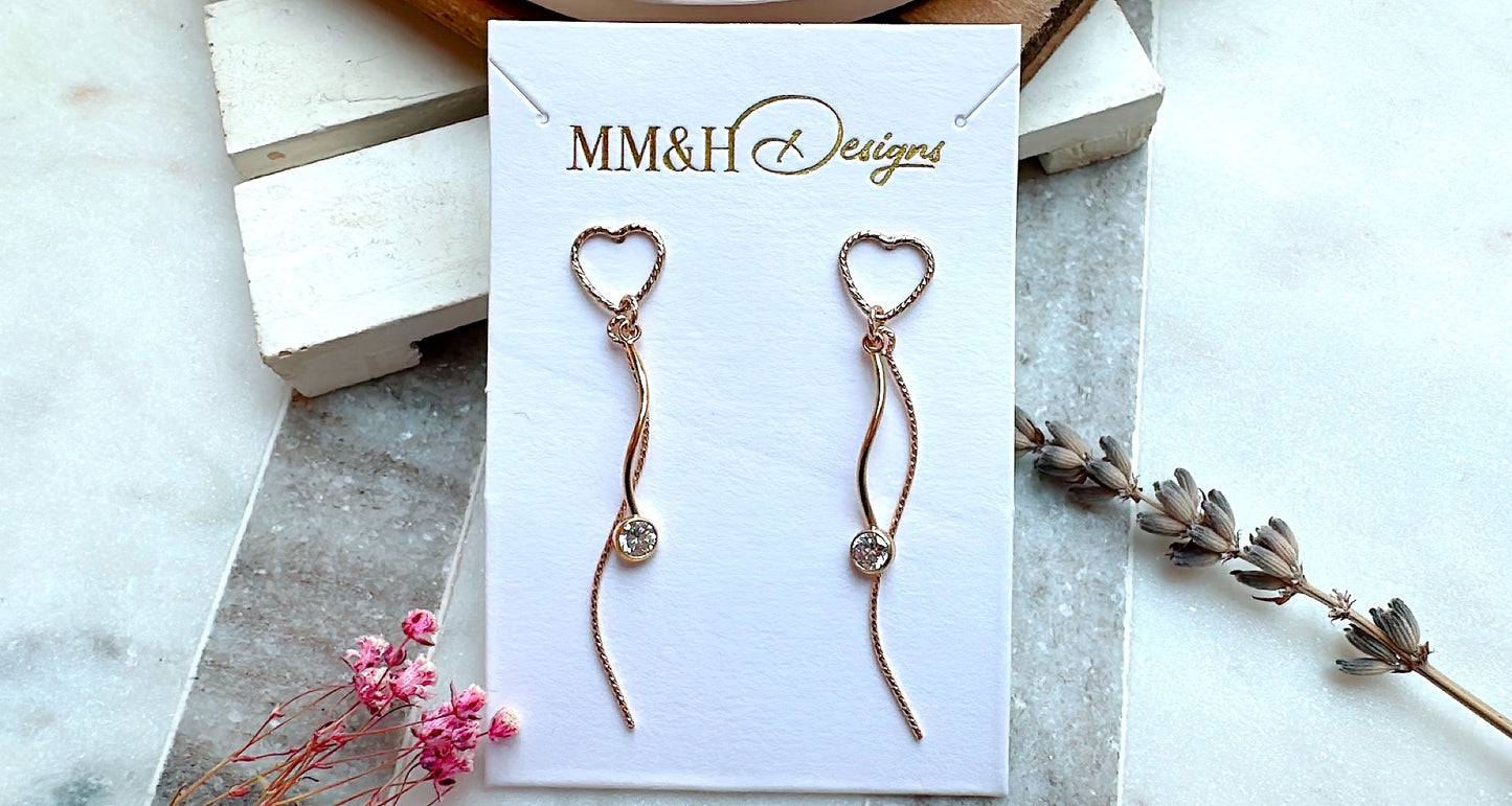 Sparkly Heart Stud Earrings with Cubic Zirconia
