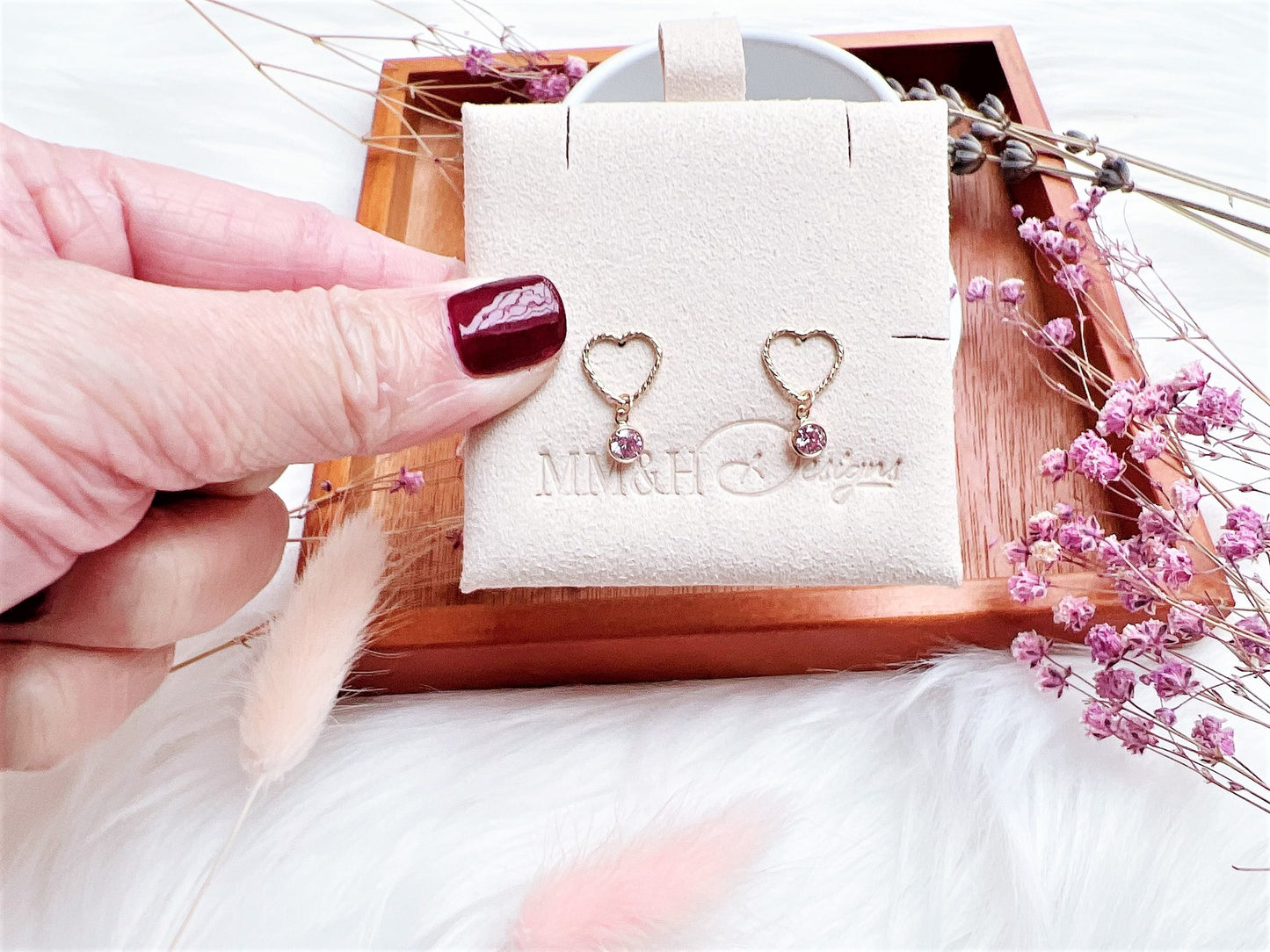 Cute Sparkly Heart Stud Earrings
