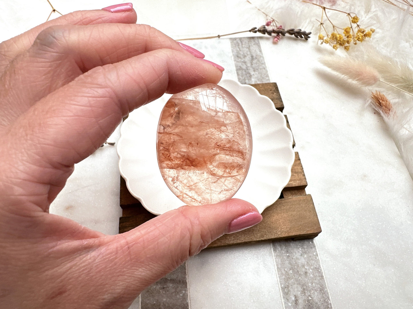 Mini Hematoid Quartz Palm Stone