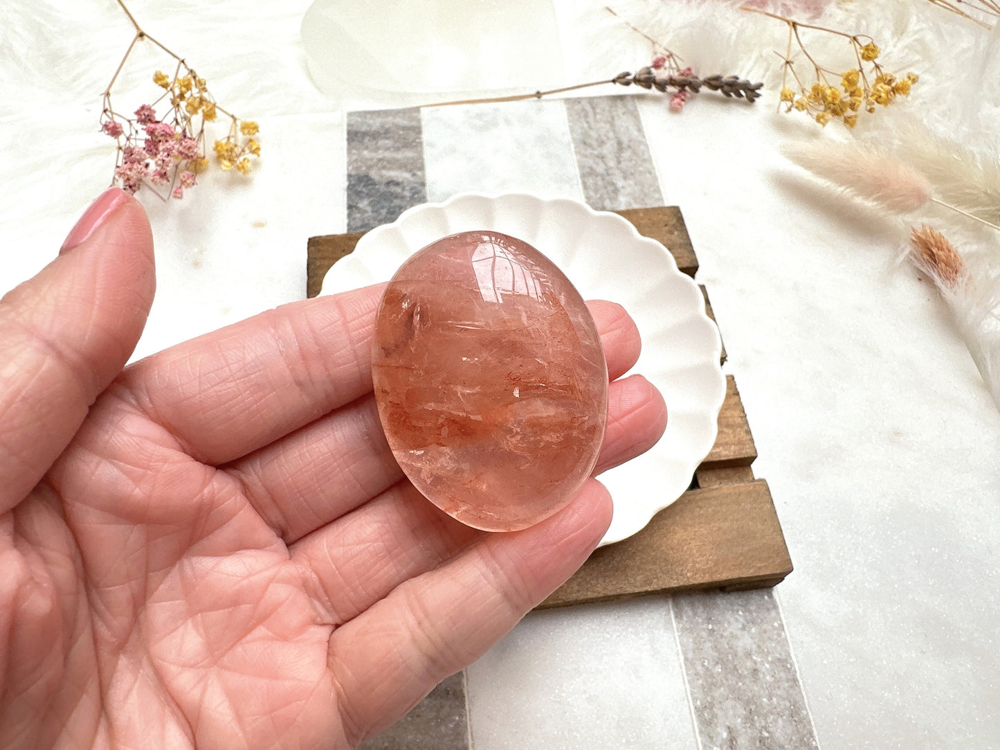 Mini Hematoid Quartz Palm Stone