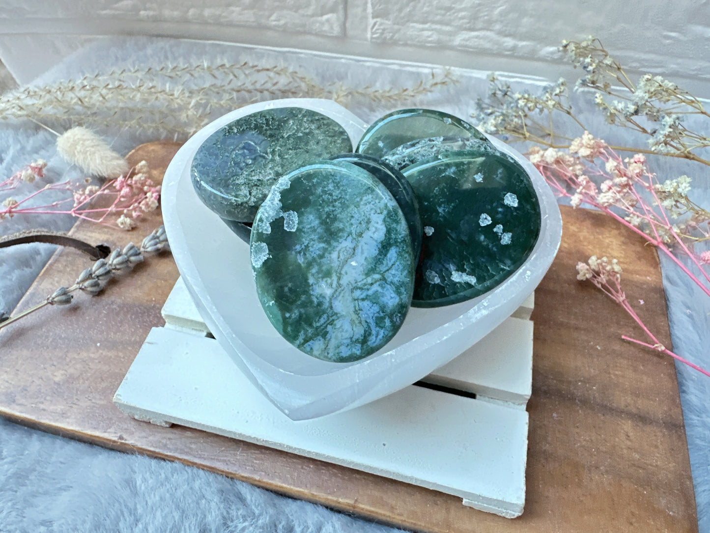 Moss Agate Flat Stone