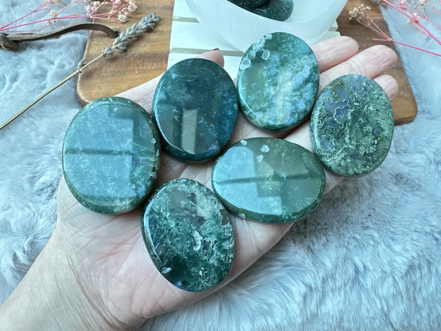 Moss Agate Flat Stone