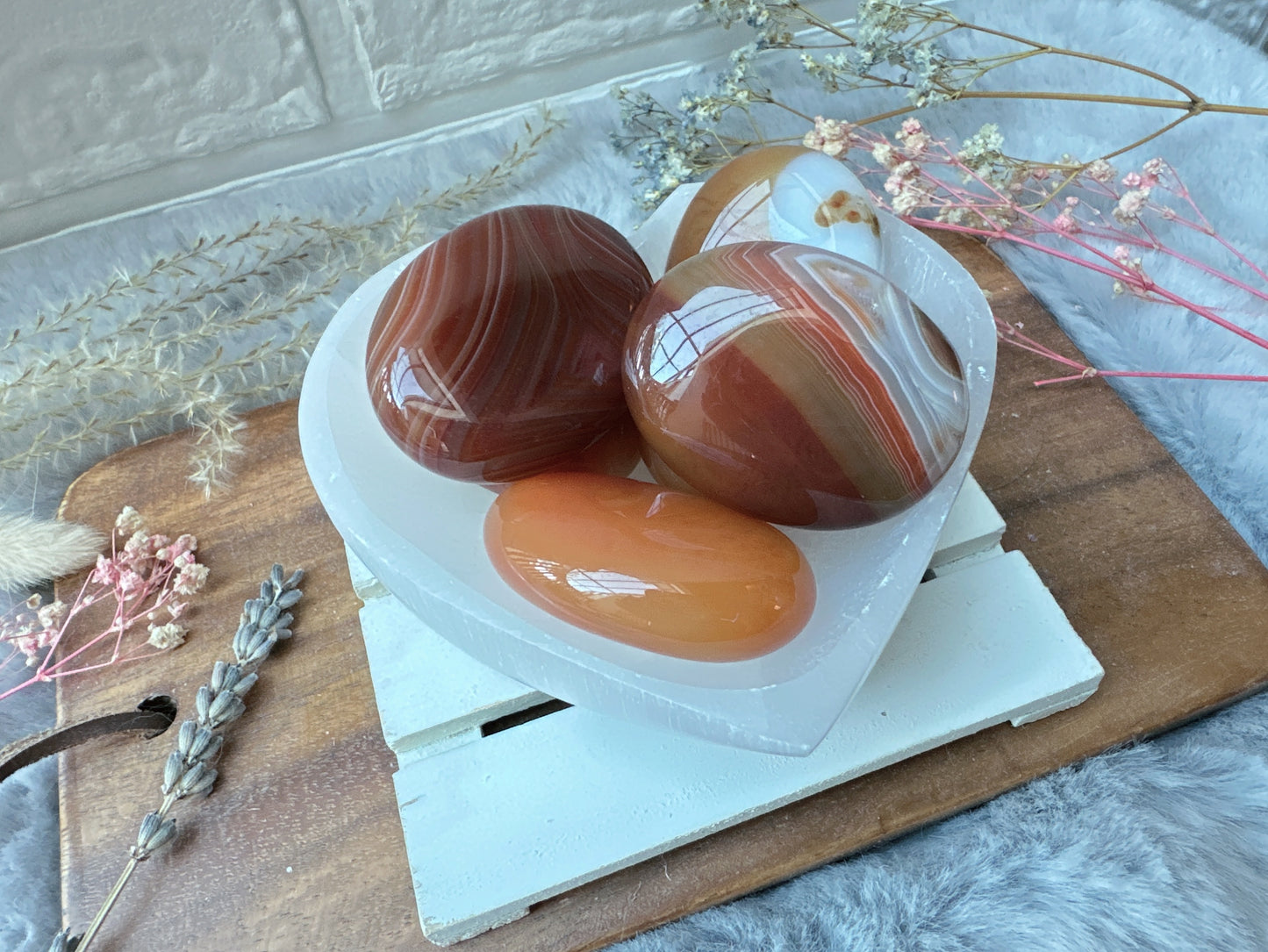 Small Banded Carnelian Palm Stone