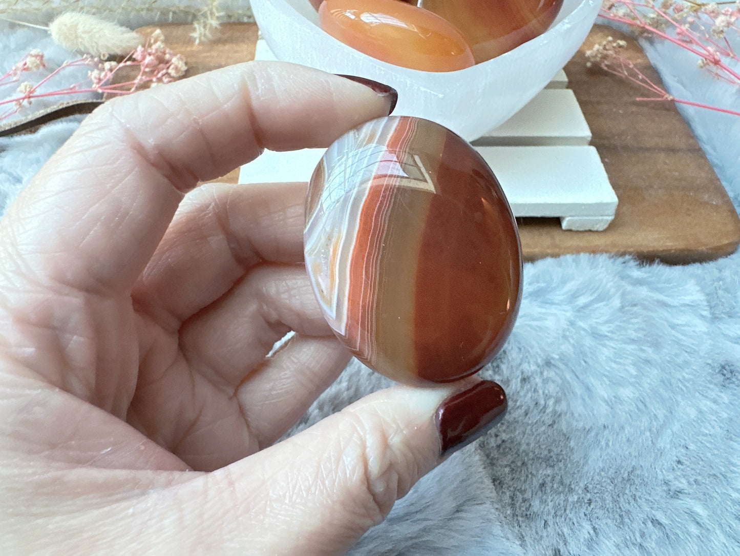 Small Banded Carnelian Palm Stone