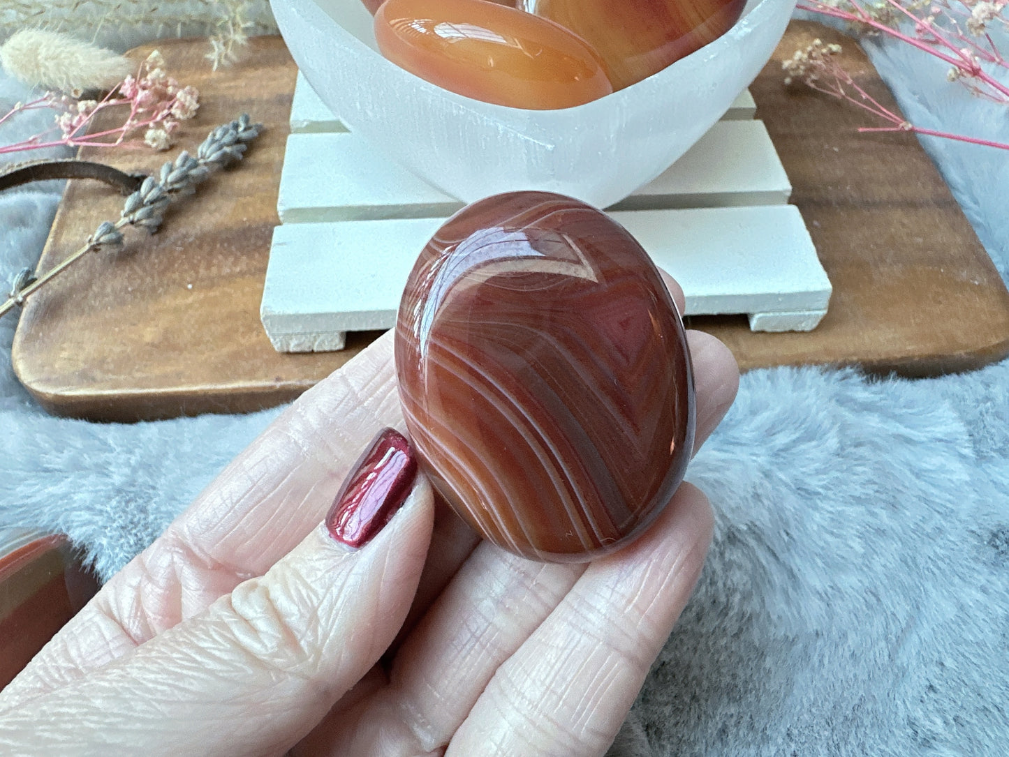 Small Banded Carnelian Palm Stone