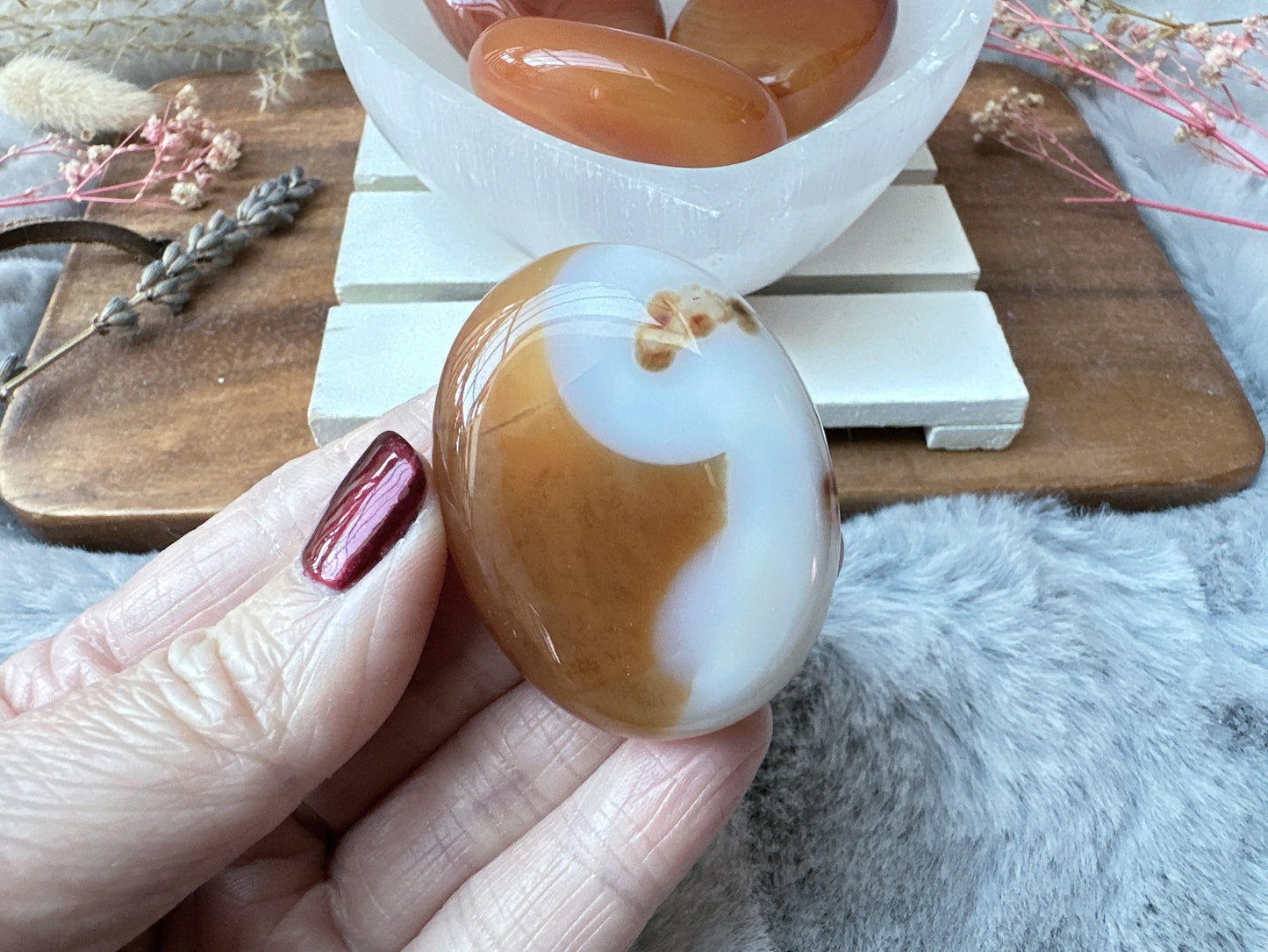 Small Banded Carnelian Palm Stone