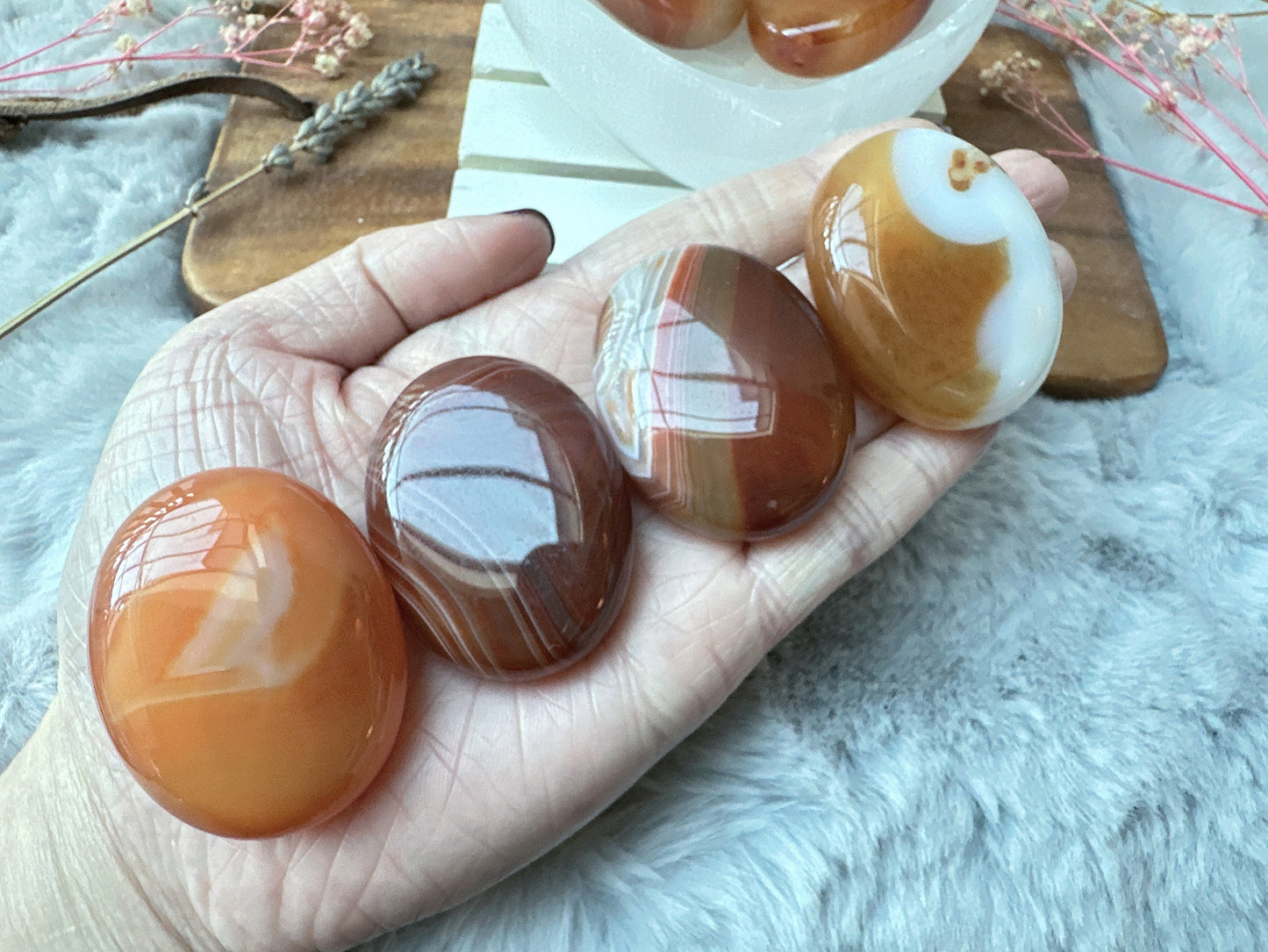 Small Banded Carnelian Palm Stone