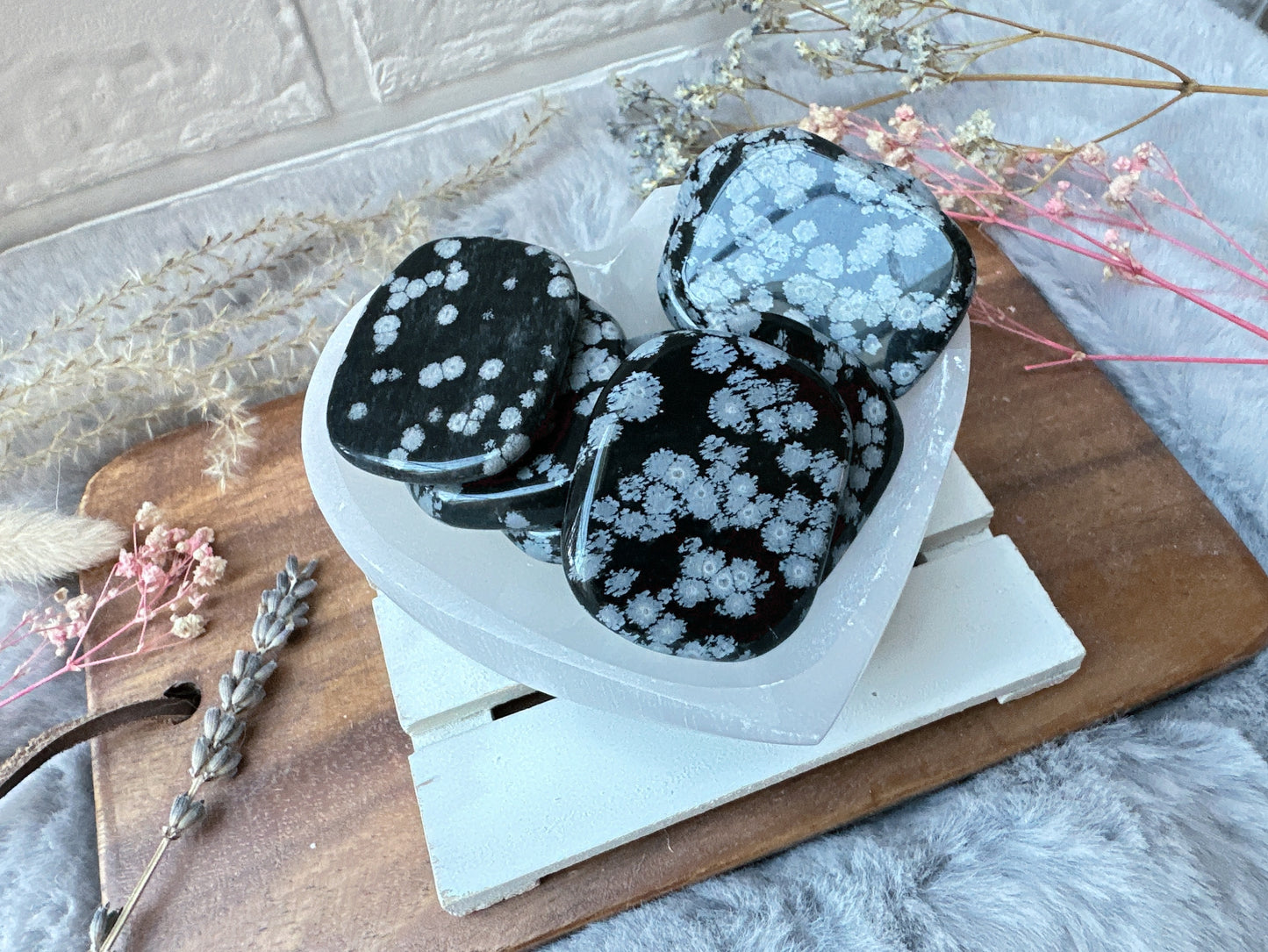 Snowflake Obsidian Flat Stone