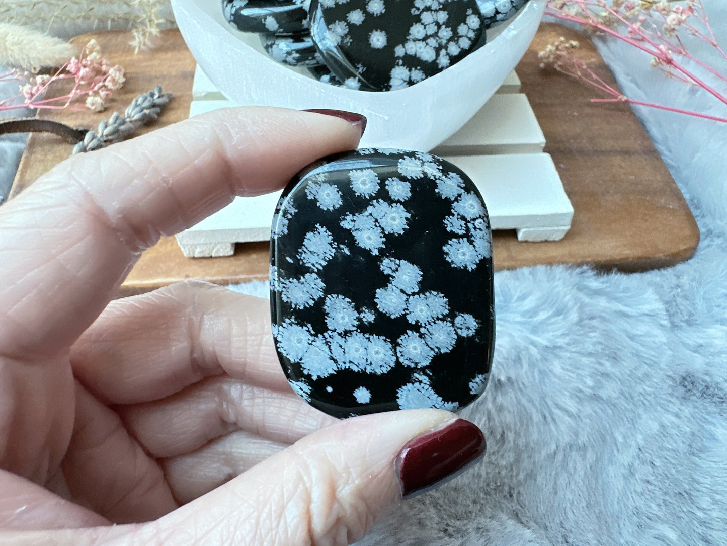 Snowflake Obsidian Flat Stone