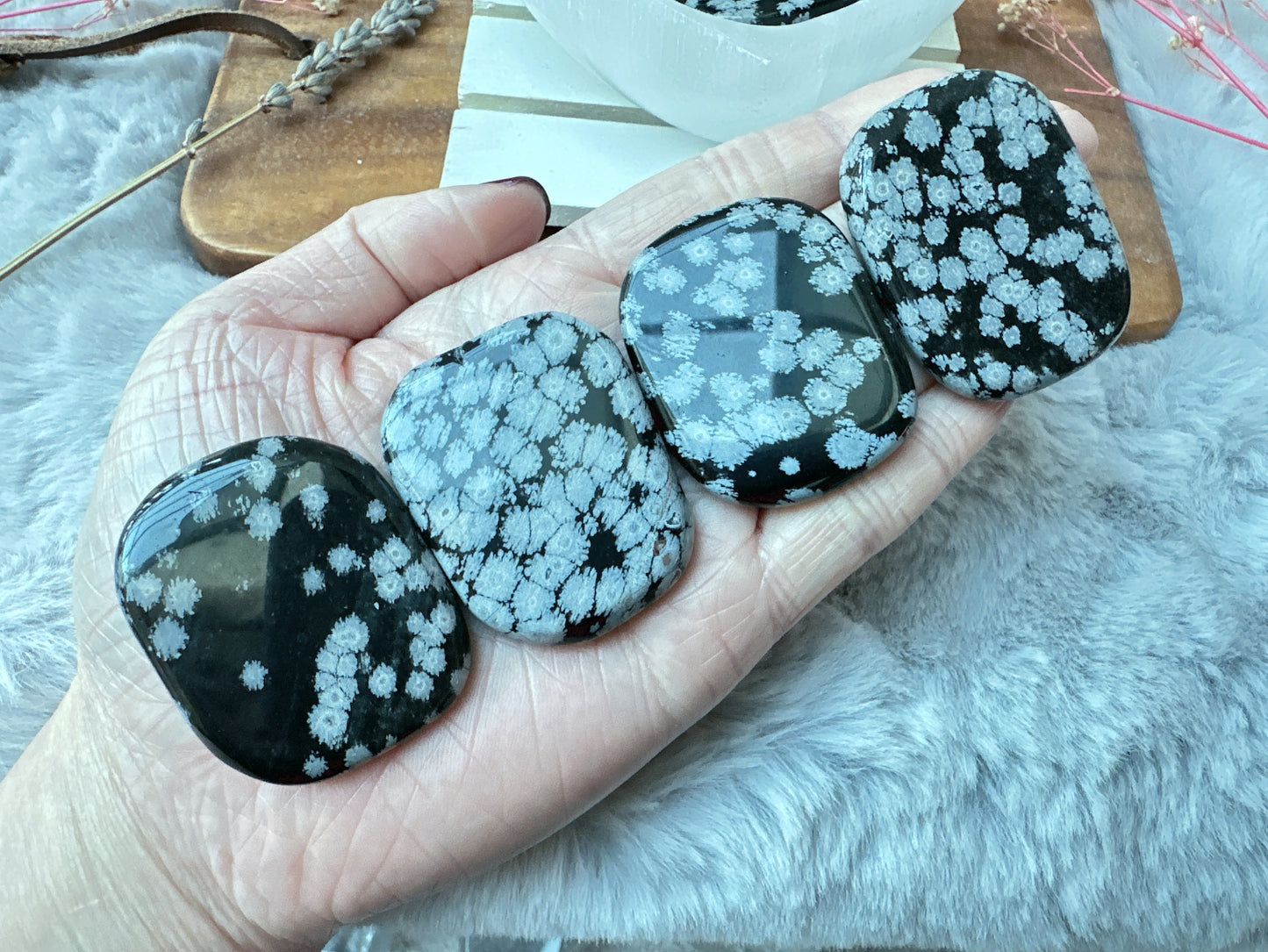 Snowflake Obsidian Flat Stone