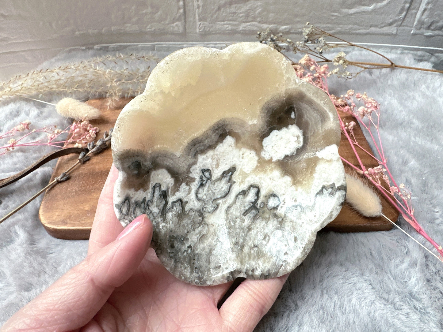 Small Mexican Zebra Onyx/Calcite Flower Bowl/Dish