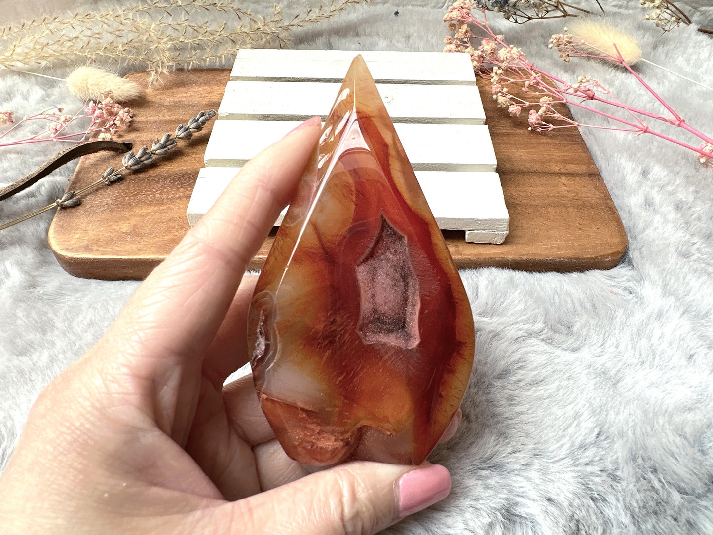 Carnelian with Flower Agate Flame