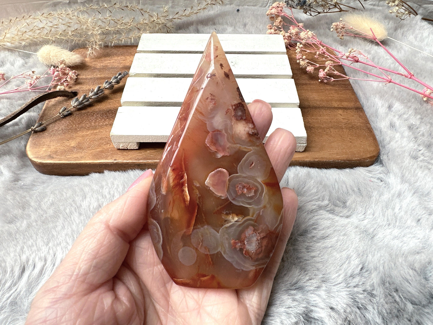 Carnelian with Flower Agate Flame