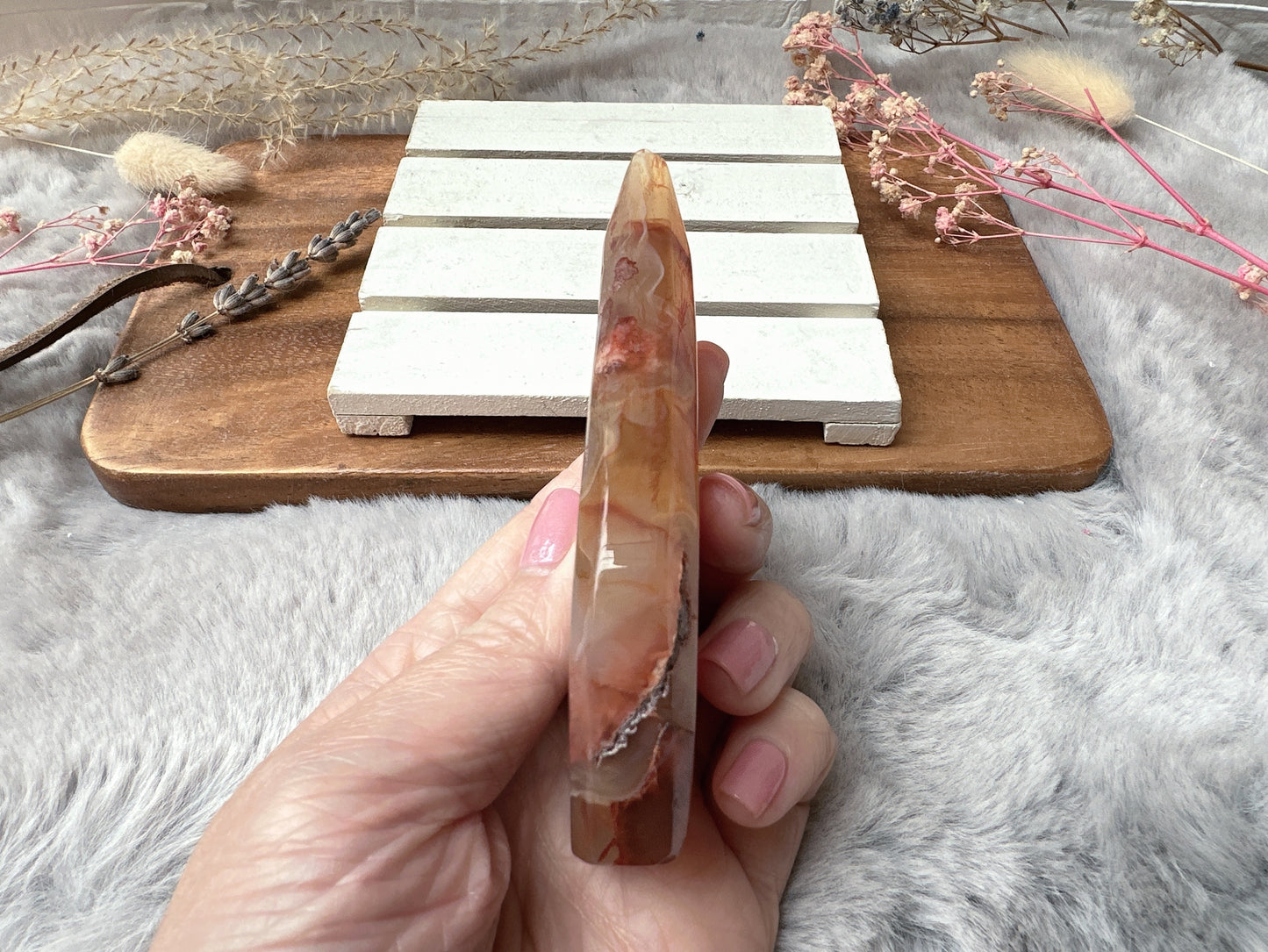 Carnelian with Flower Agate Flame