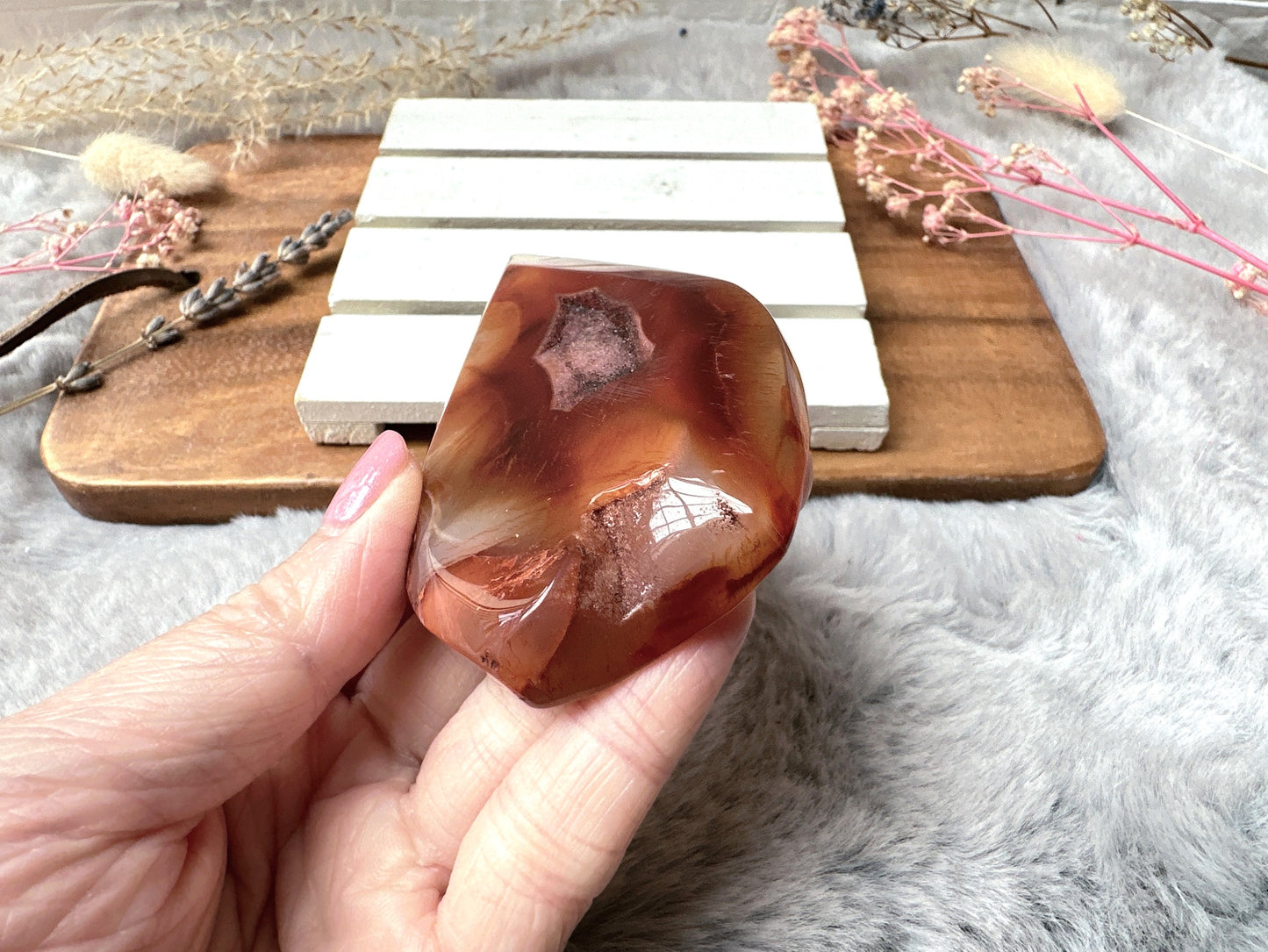 Carnelian with Flower Agate Flame