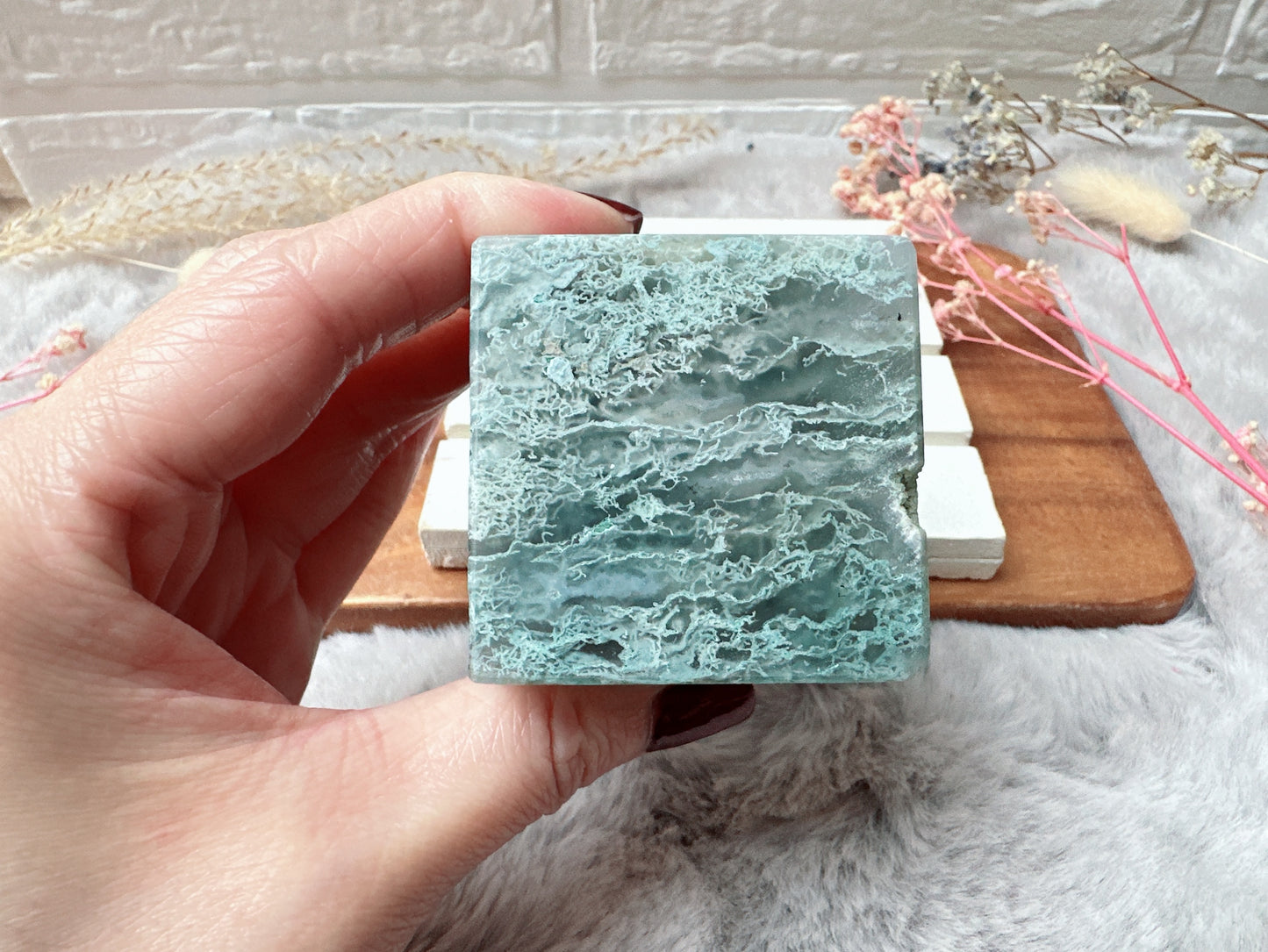 Moss Agate Cube
