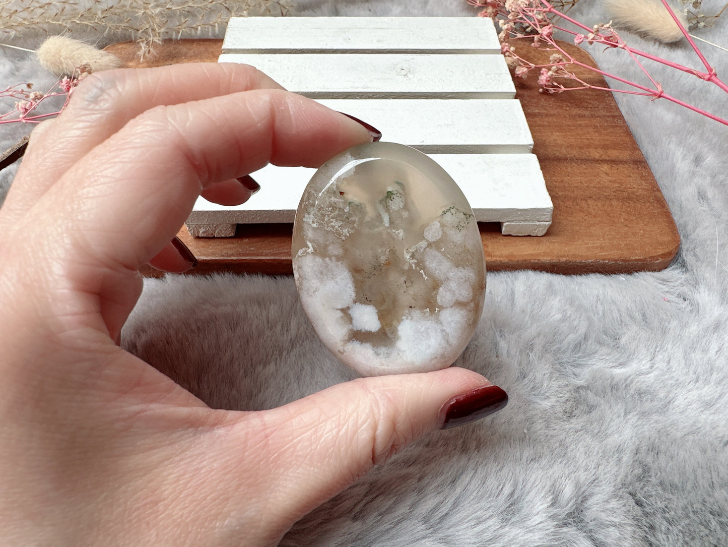Flower Agate Worry Stone
