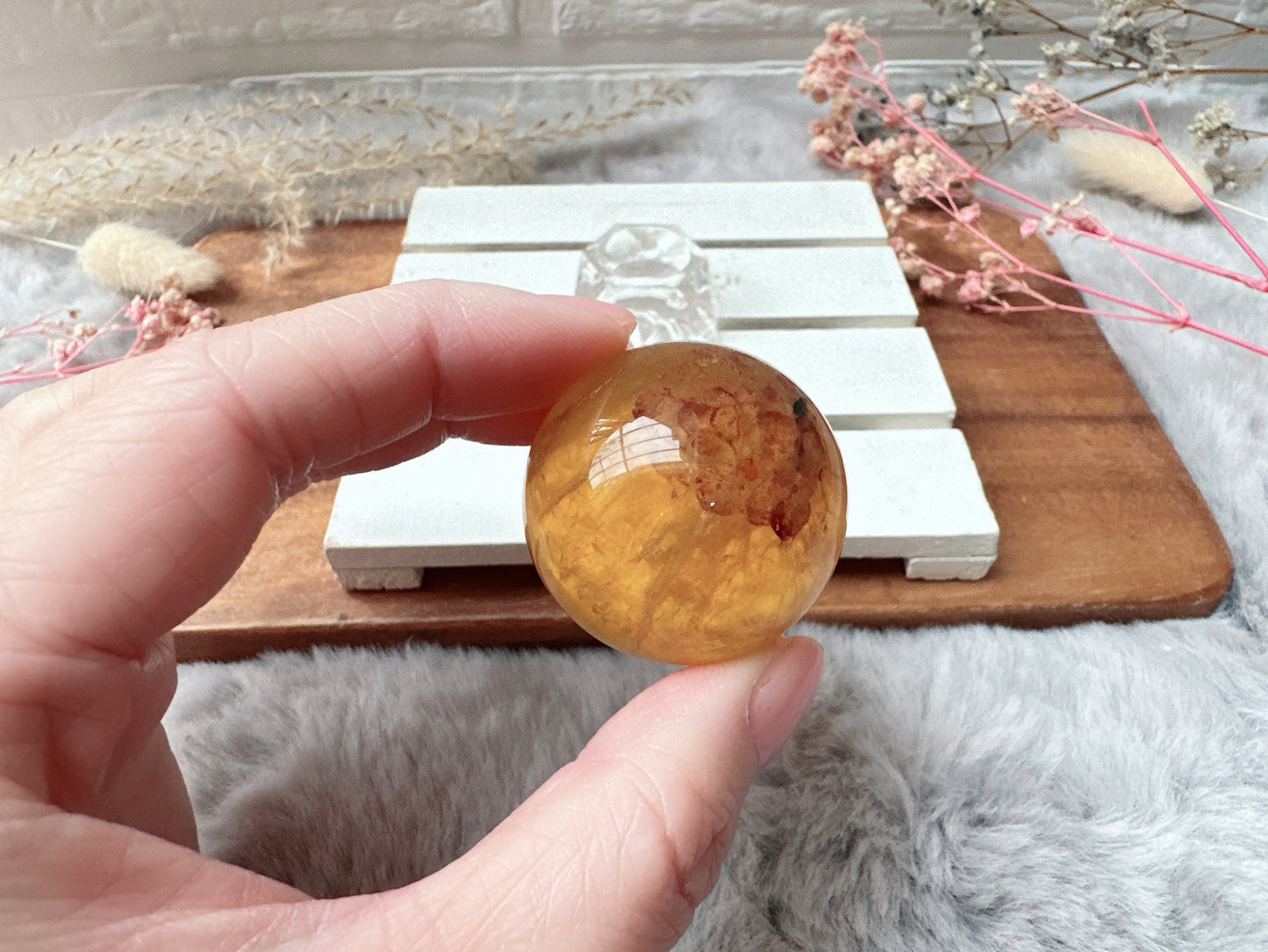 Small Yellow Fluorite with Mica Sphere