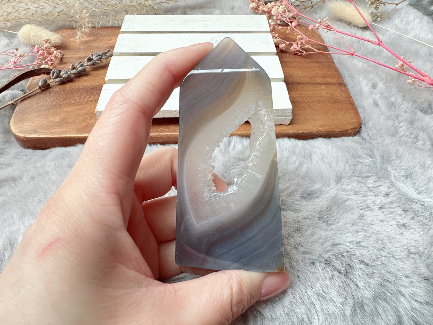Small Agate Tower with Druzy