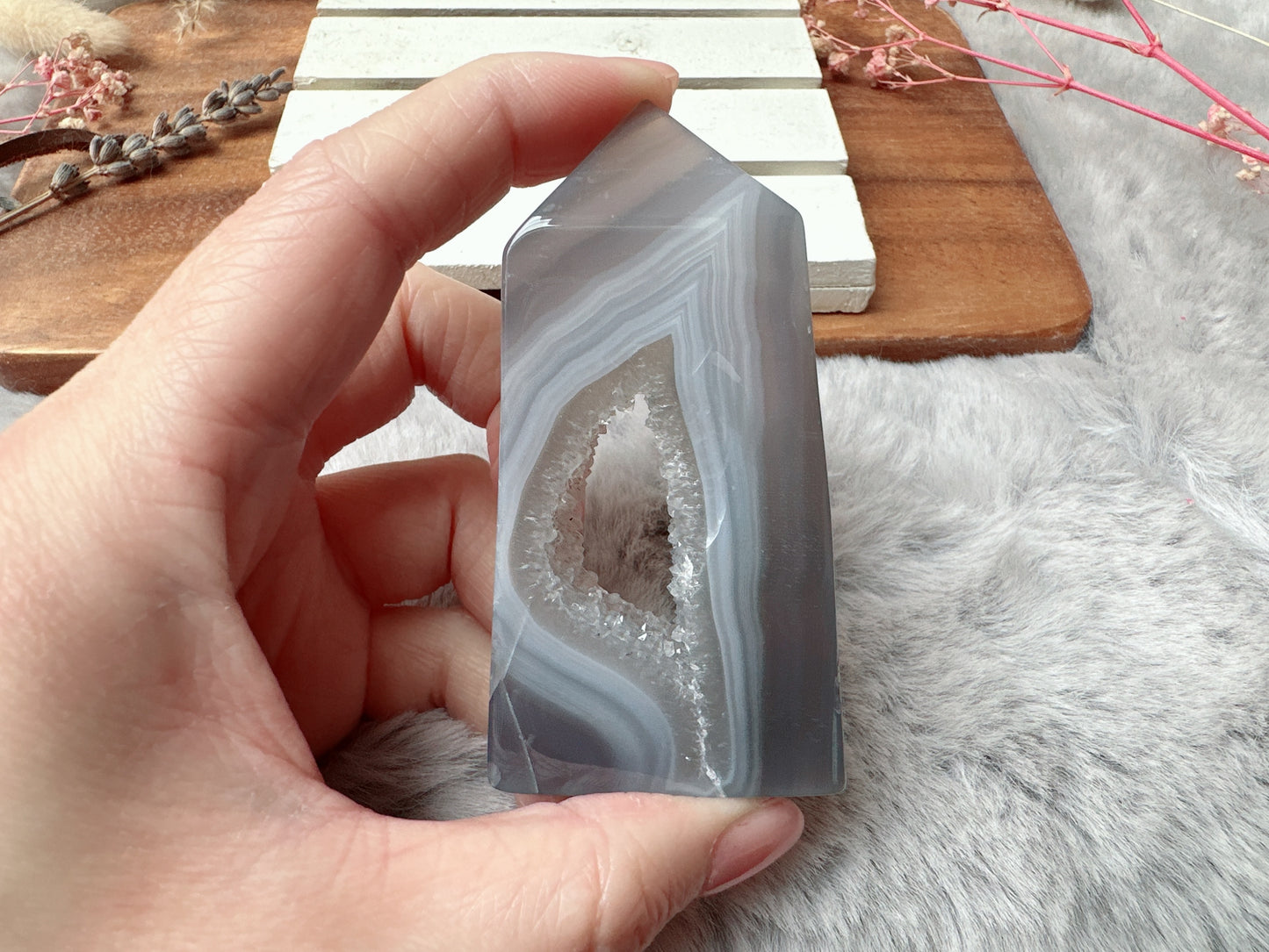 Small Agate Tower with Druzy