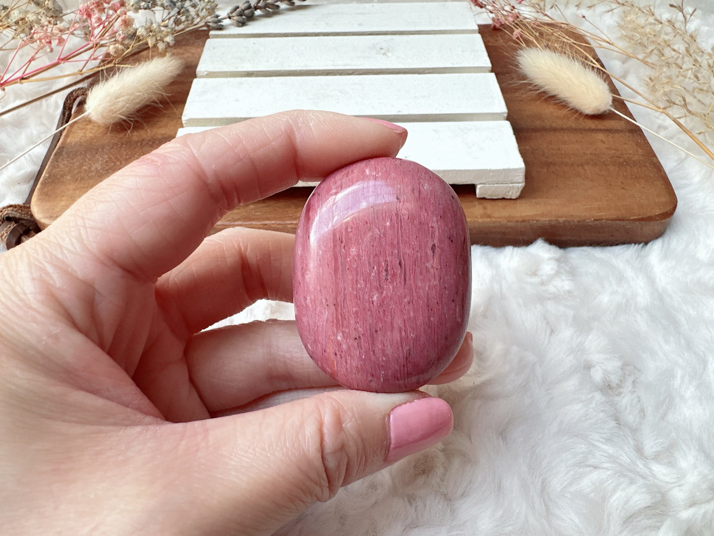 Small Pink Opal Palm Stone