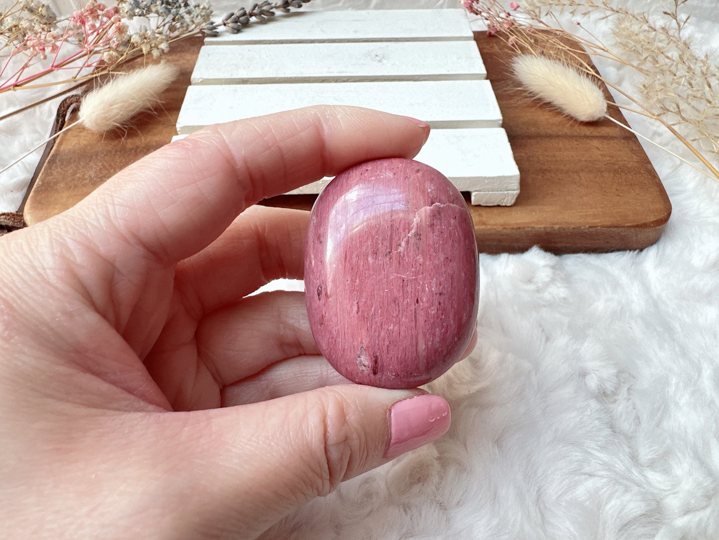 Small Pink Opal Palm Stone