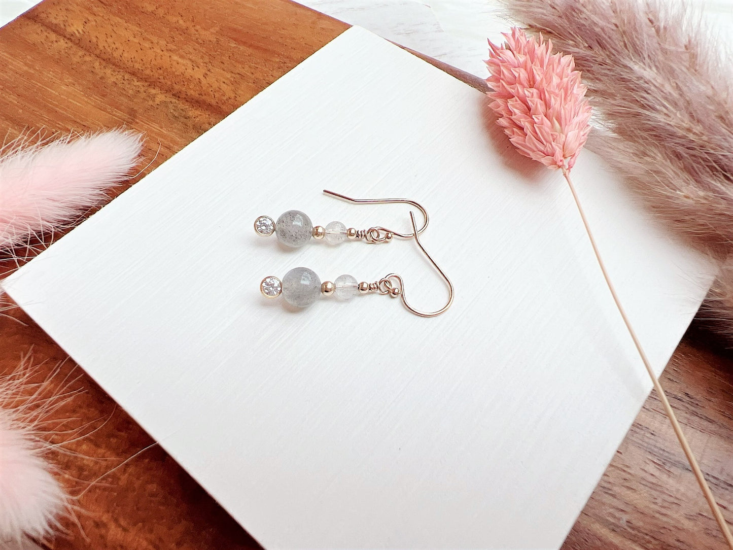 Labradorite and Cubic Zirconia Earrings