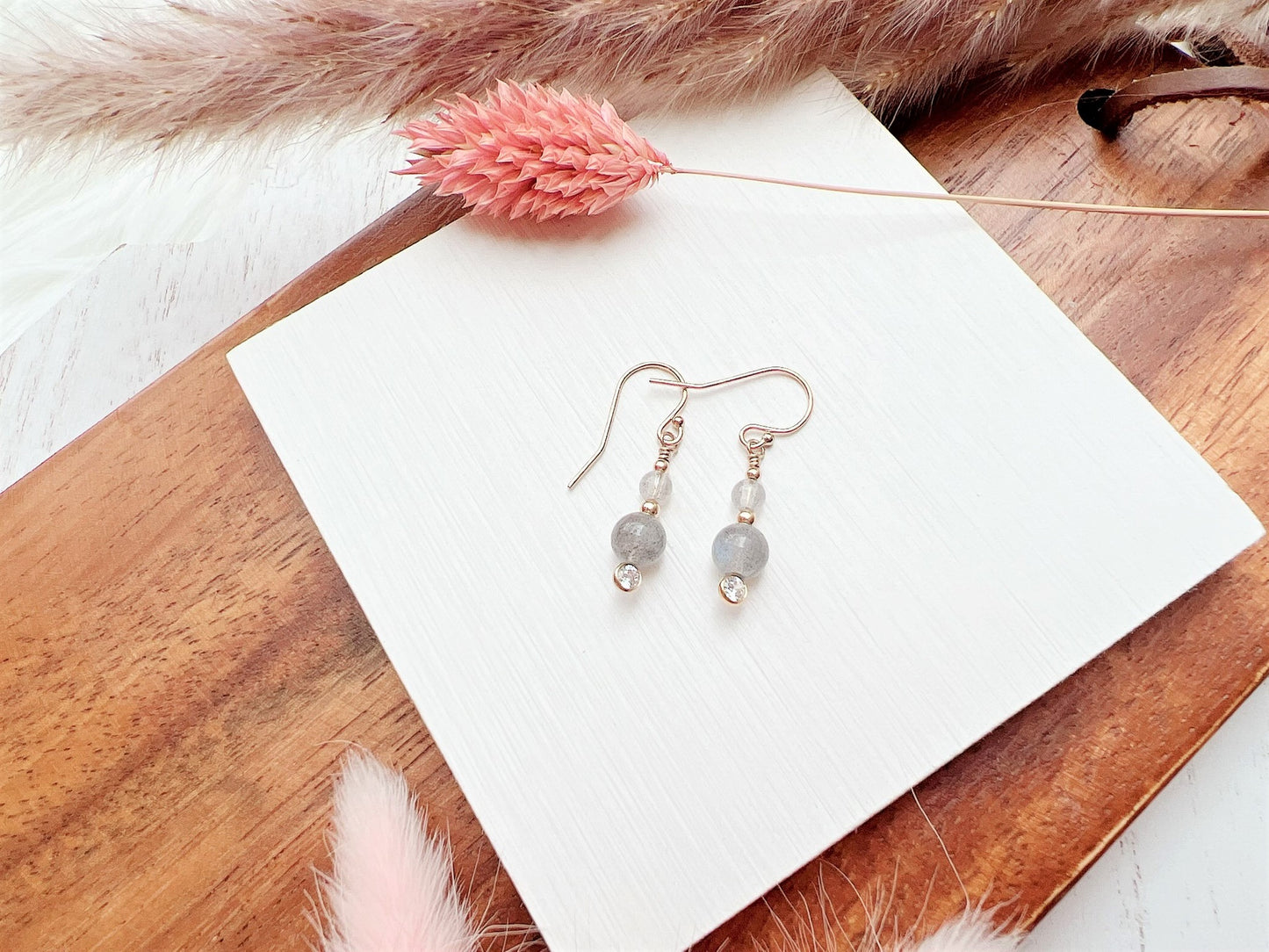 Labradorite and Cubic Zirconia Earrings