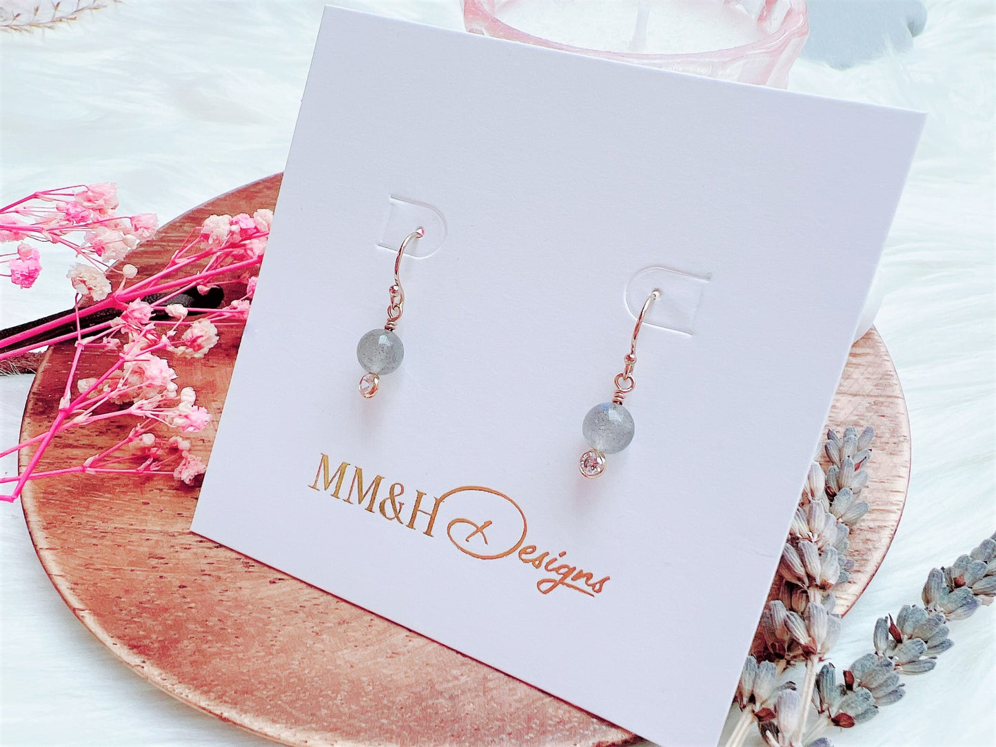 Labradorite and Cubic Zirconia Earrings