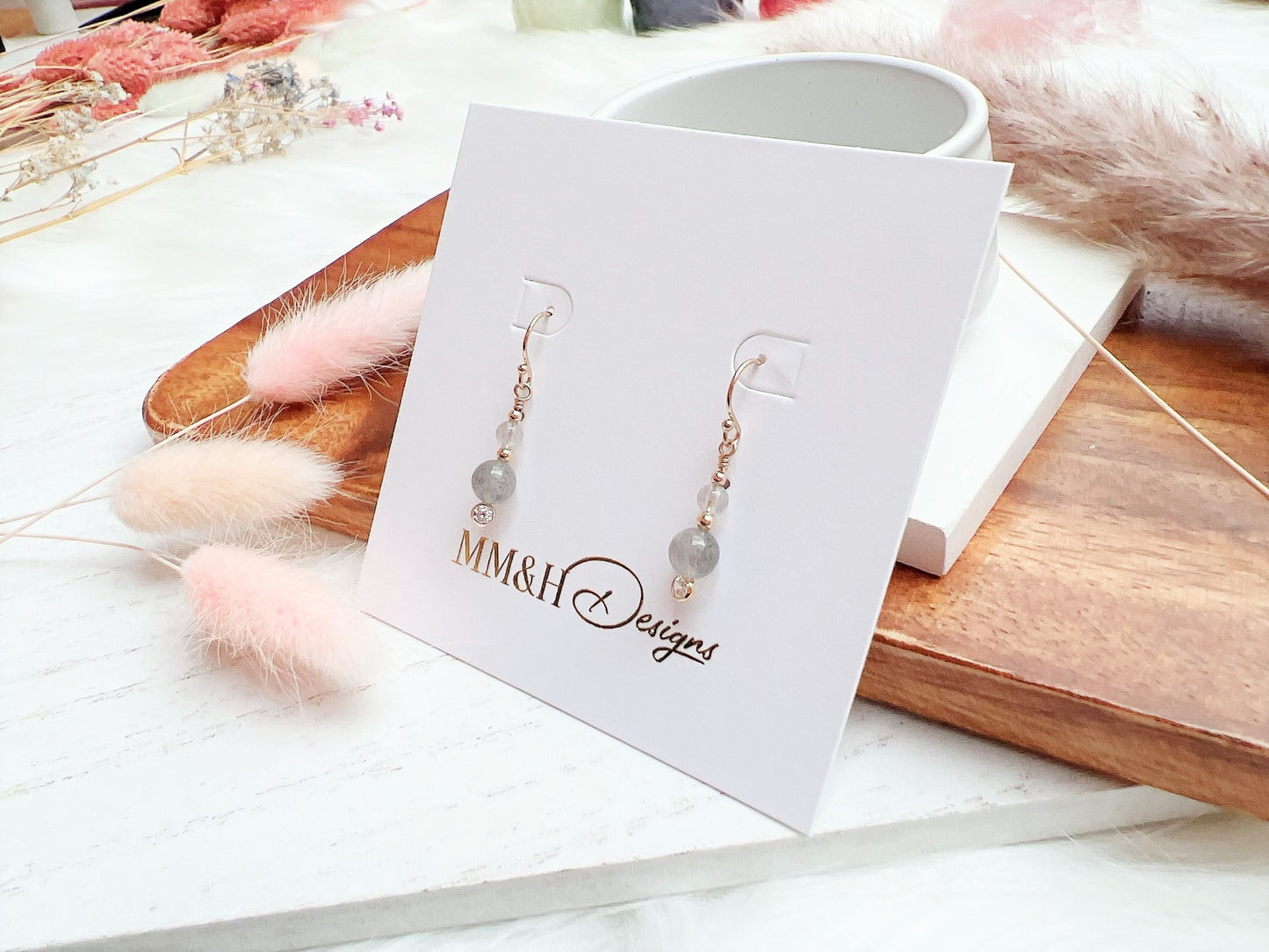 Labradorite and Cubic Zirconia Earrings