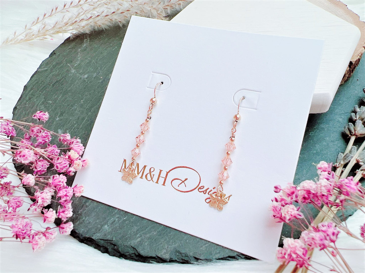 Crystal and Butterfly Charm Earrings