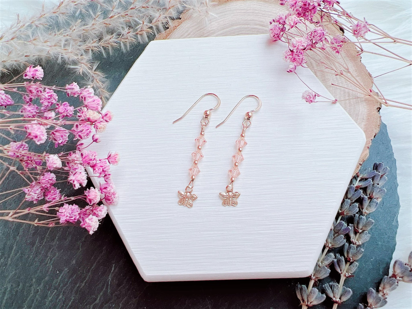 Crystal and Butterfly Charm Earrings