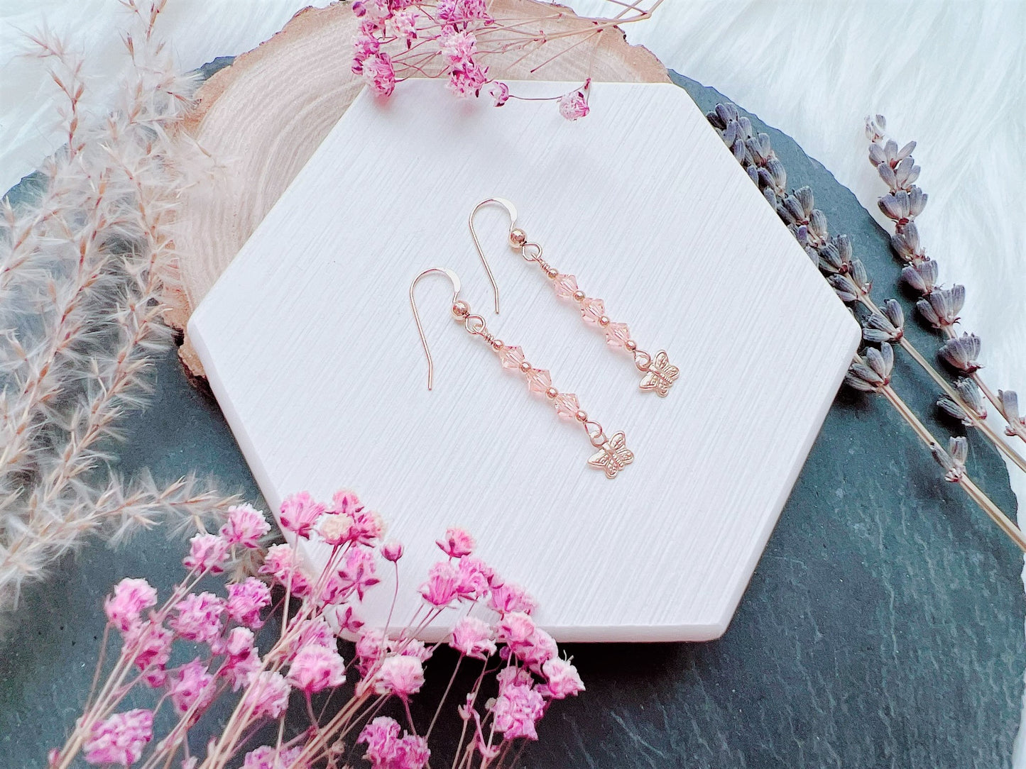 Crystal and Butterfly Charm Earrings