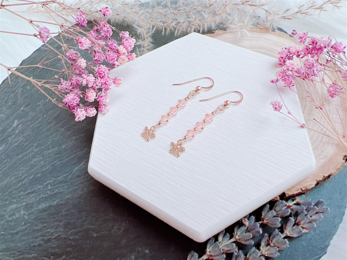 Crystal and Butterfly Charm Earrings