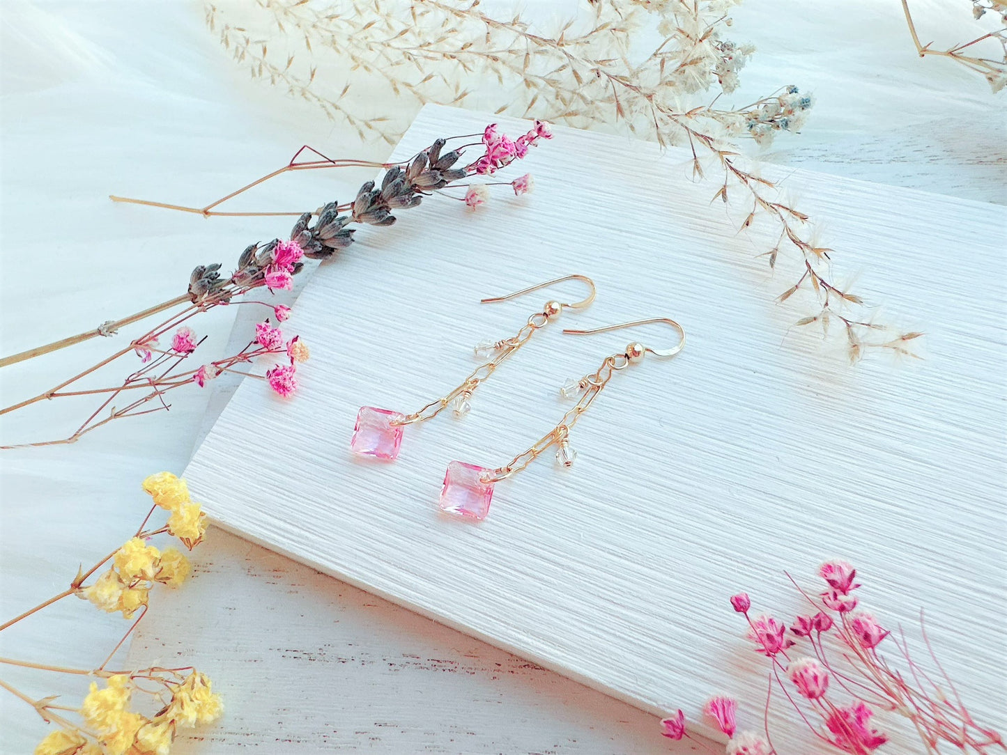Princess Cut Crystal Long Chain Earrings