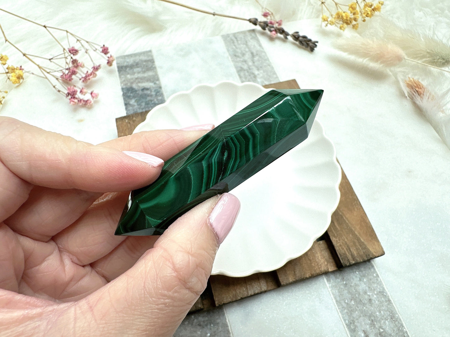 Small Malachite Double Terminated Point