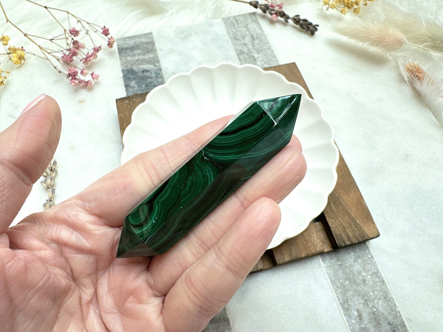 Small Malachite Double Terminated Point