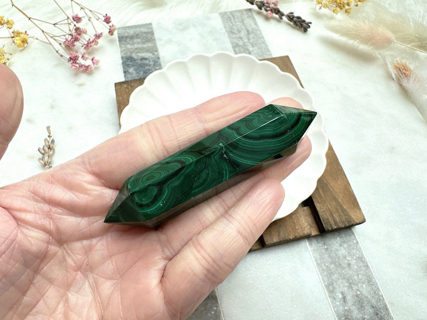 Small Malachite Double Terminated Point