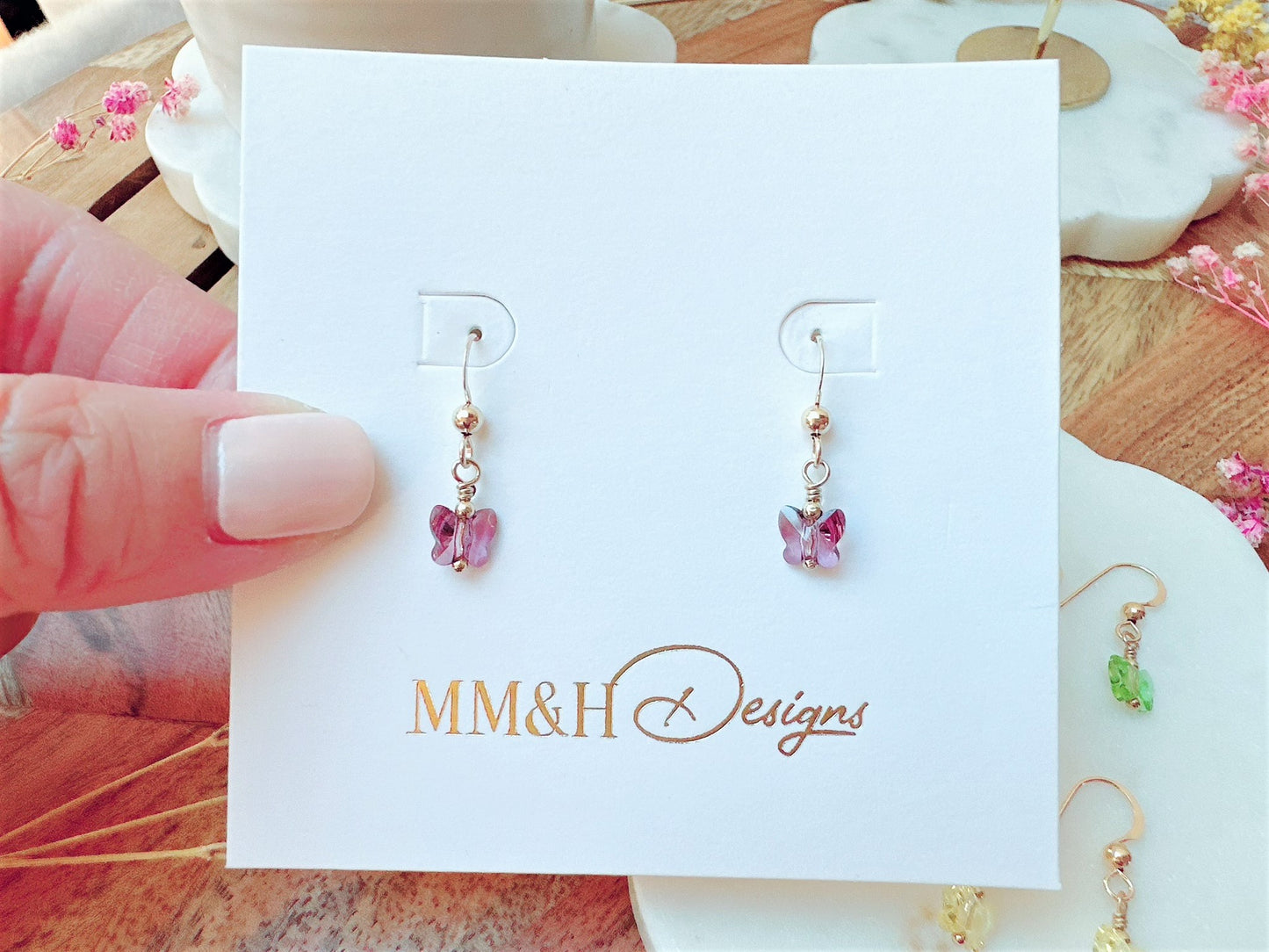 Small Crystal Butterfly Earrings
