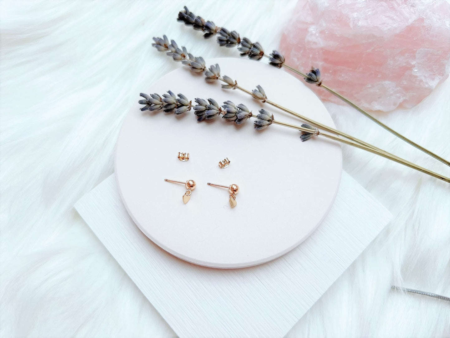 Stud Earrings with Mini Heart Charm